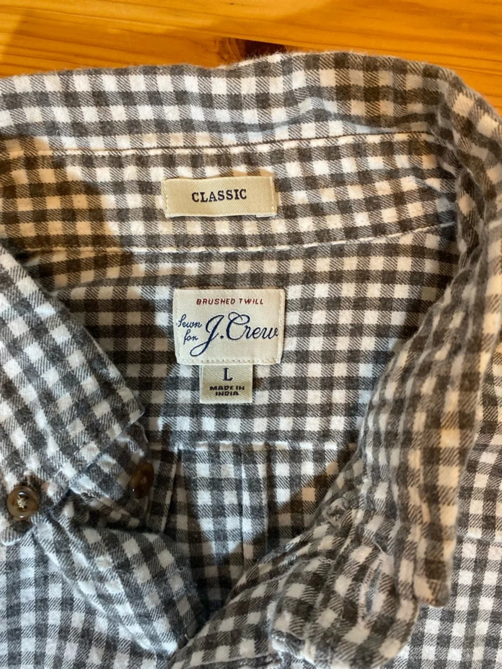 J. Crew Gray and White Checked Button-Down Shirt